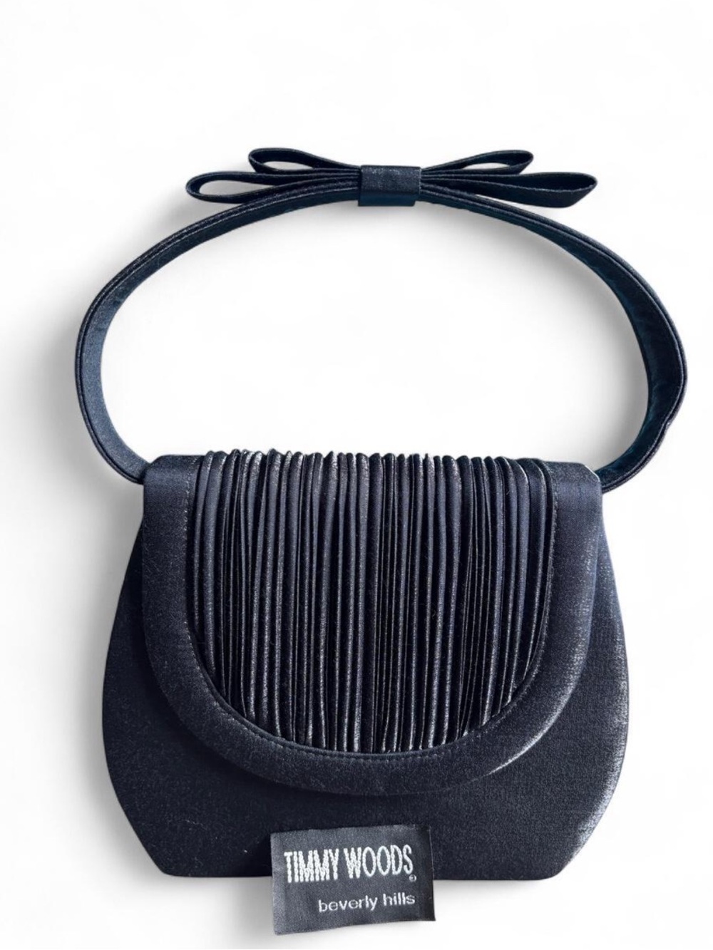 Vintage 80’s RARE Timmy Woods Beverly Hills Black Satin Bow Top Handle Purse